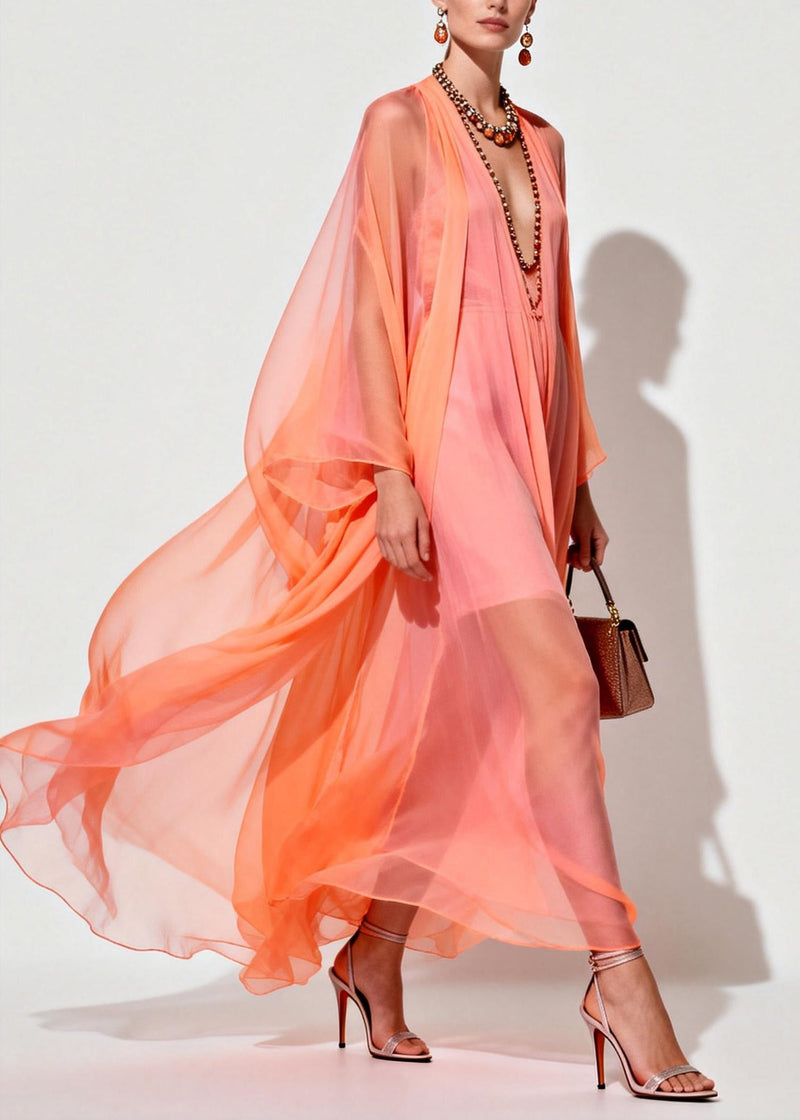 Modern V Neck Patchwork Chiffon Sets 2 Pieces Summer