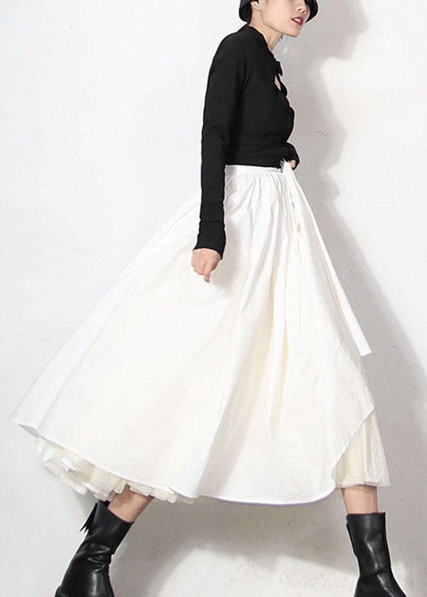 Modern White Patchwork Lace Summer a Line Skirts