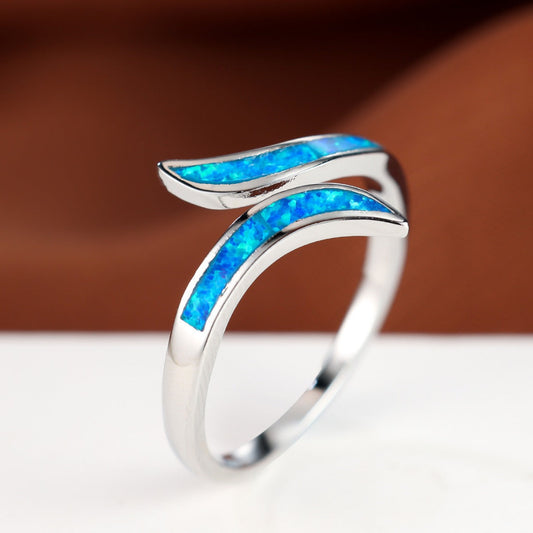 Modern Blue Opal Ring