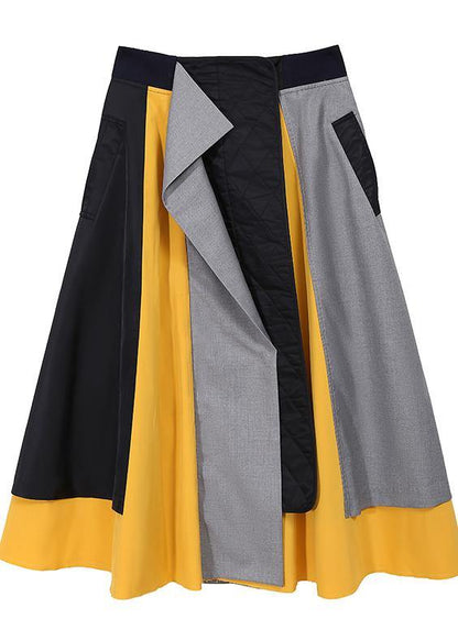 Multicolor Patchwork A-line Long Skirt