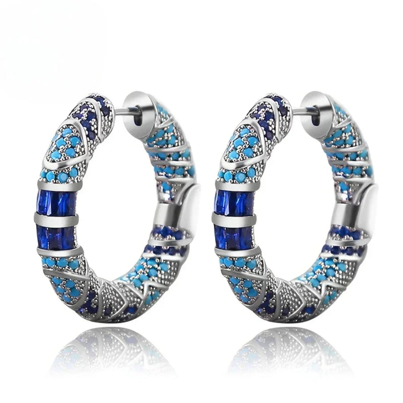 Icy Spark Hoop Earrings | White Gold