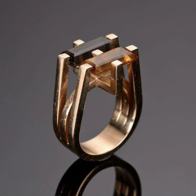 Orange Crystal Form Ring