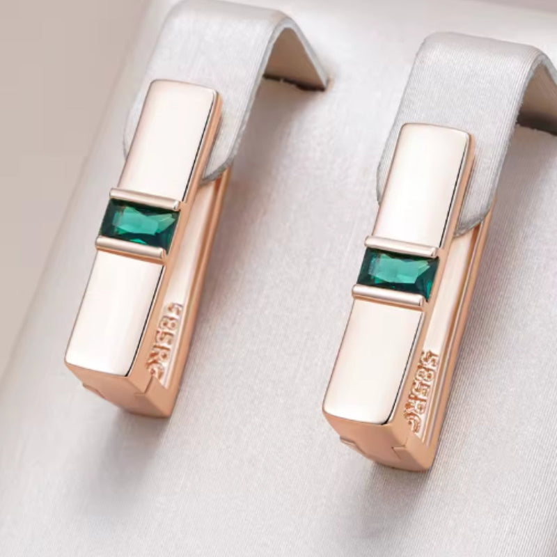 Elegant Green Crystal Inlaid Earrings