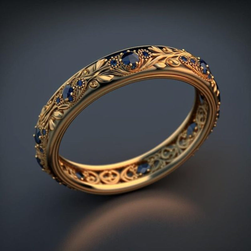 Exotic Fine Blue Zirconia Leaf Ring