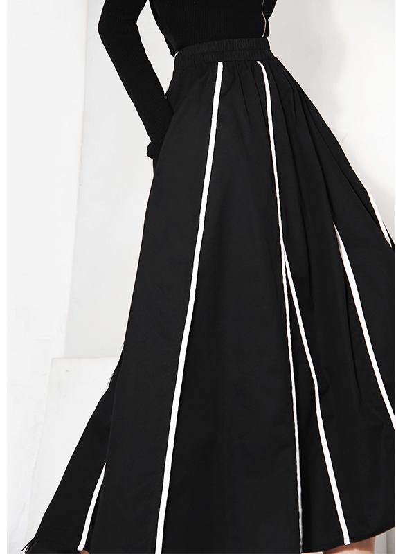 Natural Black Pockets High Waista Line Skirt Summer