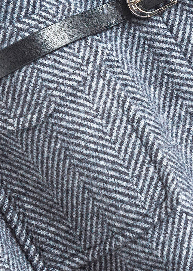 Natural Dark Grey High Waist Woolen a Line Skirts Spring