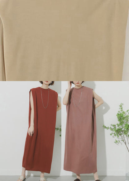 Natural Mulberry O-neck Maxi Dress Summer