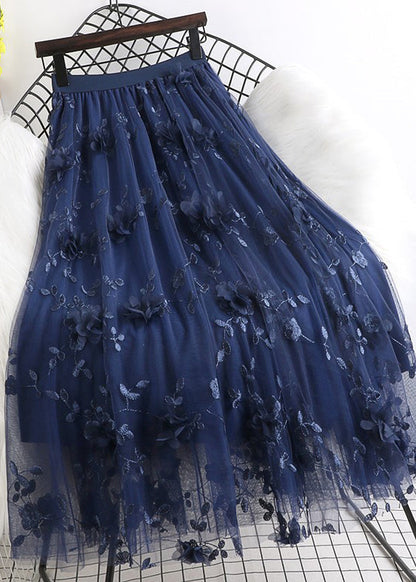 Natural Pink Embroideried Tulle Skirts Spring