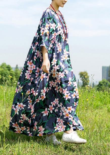 Natural O Neck Half Sleeve Chiffon Clothes for Ideas Navy Print Dress Summer