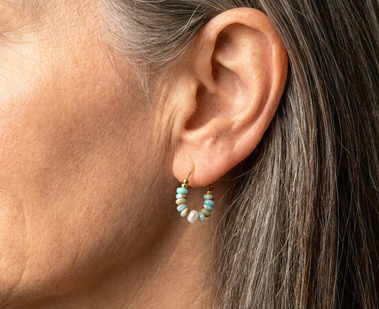 Natural Stone Beaded Pearl Earrings