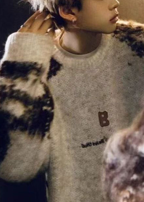 New Beige Tie Dye Cozy Knit Sweaters Winter