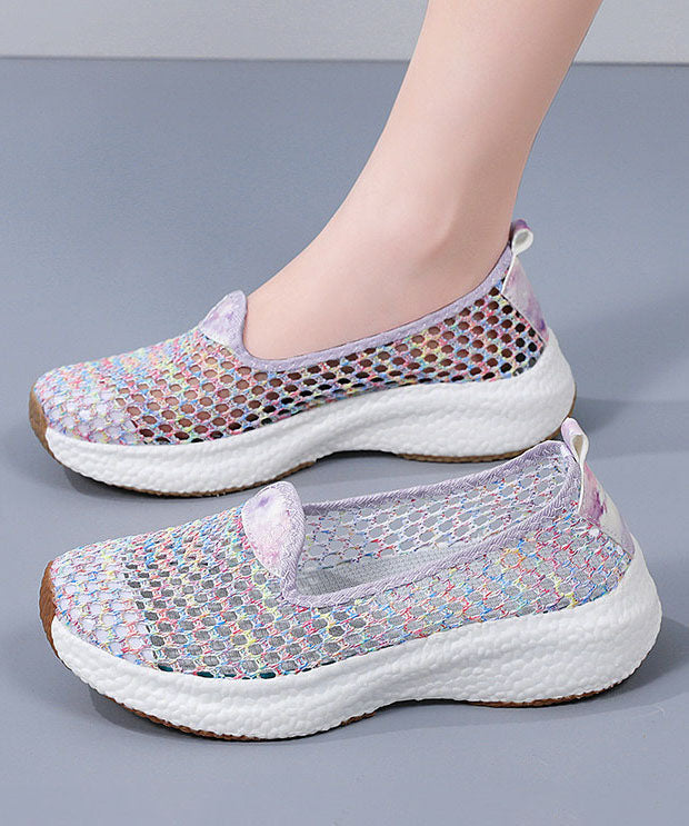 New Multicolor Splicing Breathable Mesh Flat Shoes for