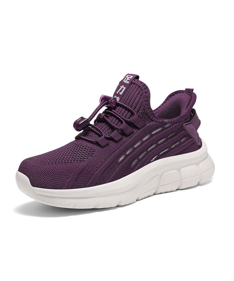 New Purple Breathable Mesh Unique Splicing Flat Feet Shoes