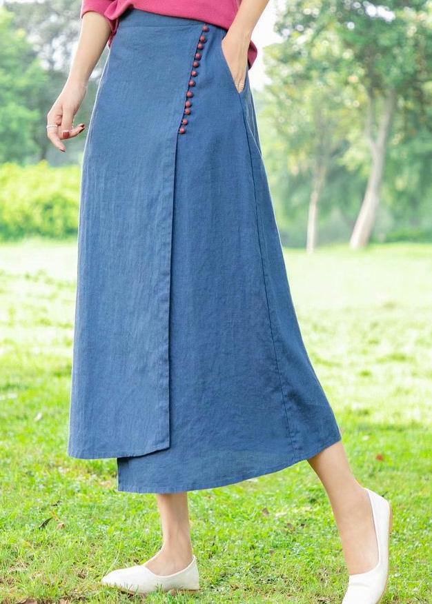 New Retro Blue Irregular Skirt
