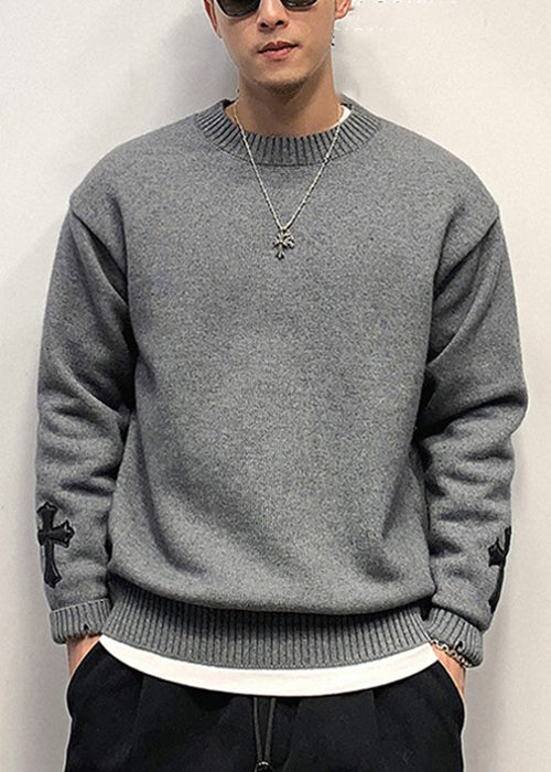 New White Cross Cozy Knit Sweaters Fall