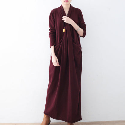 New Burgundy Sweater Dresses Plussize Pullover Asymmetric Winter Dress