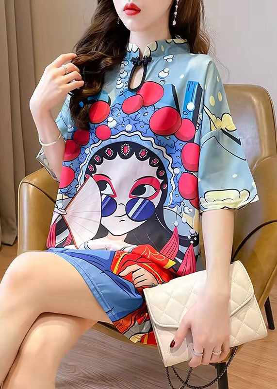 New Summer Peking Opera Face Design and Slim Slim Dress