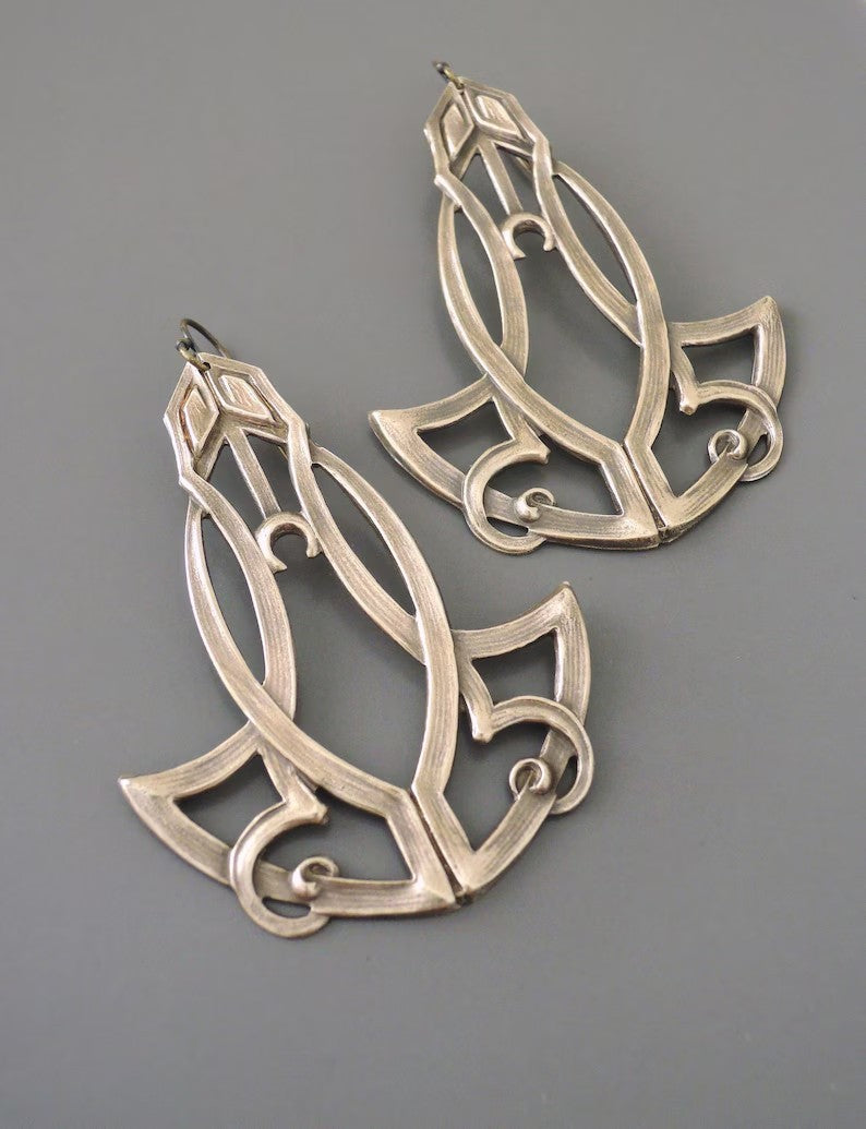 Vintage Silver Moon Blossom Earring