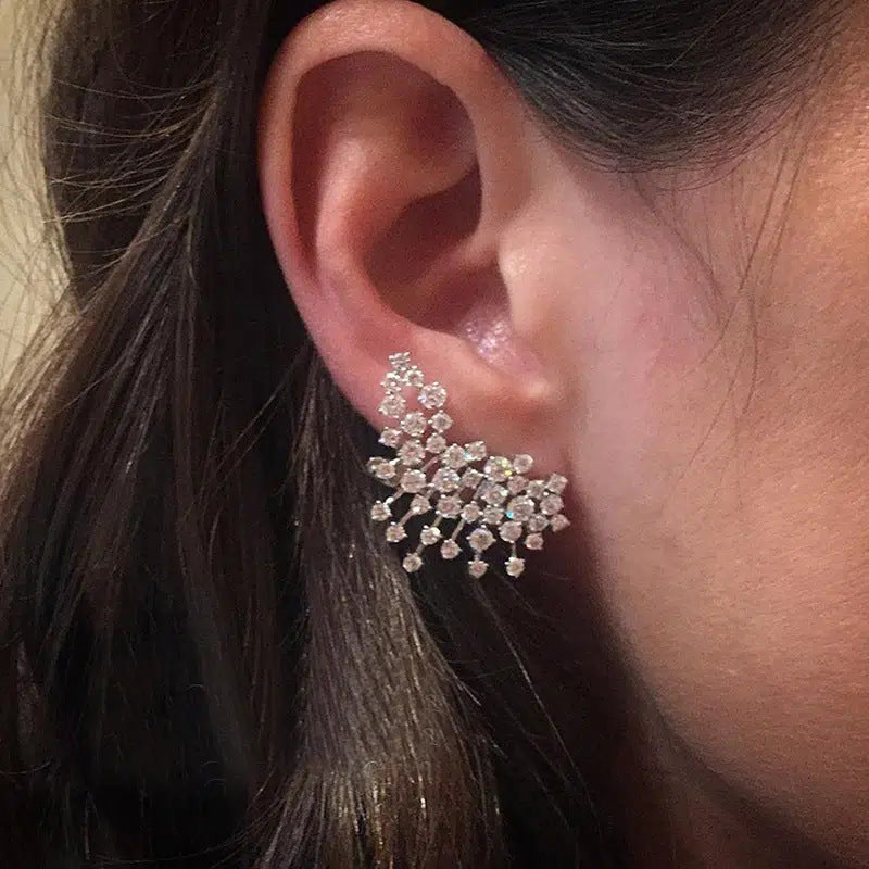 Vintage Sparkling Crystal Climber Drop Earrings