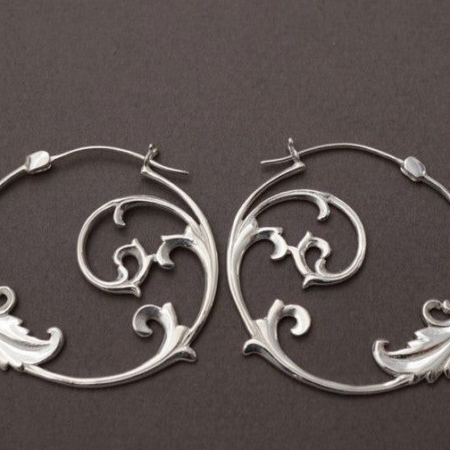 Vintage Gothic Ornament Statement Hoop Earrings