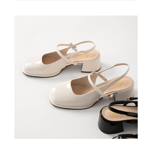 CD | Ladies Faux Leather Buckle Block Heels