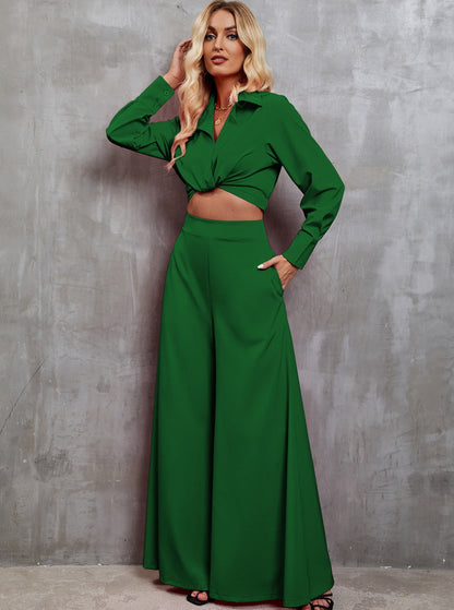 CD | Set chic cu mâneci lungi și pantaloni largi pentru femei