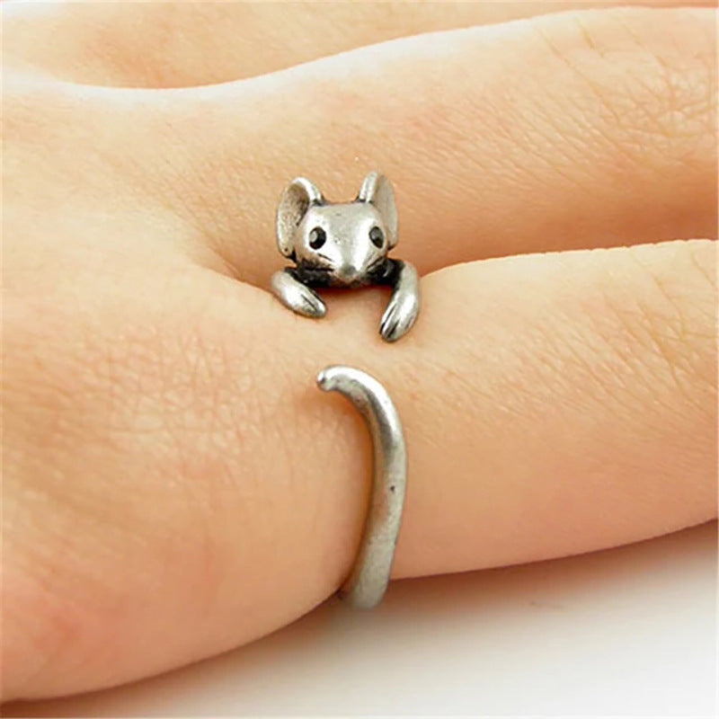 Vintage-Inspired Silver Mouse Statement Ring