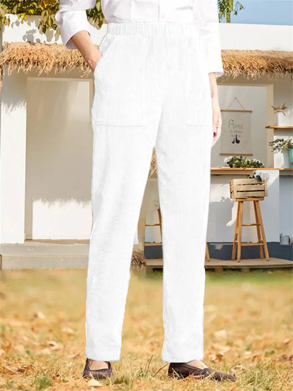 CD | Pantaloni din catifea de culoare uni pentru femei