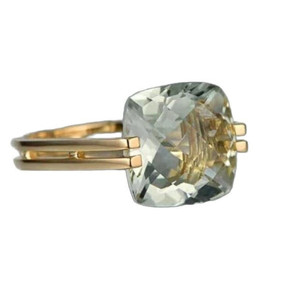 Elegant Serene Green Cushion Ring