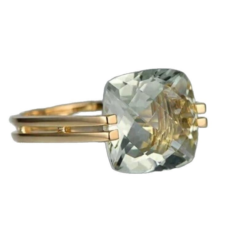 Elegant Serene Green Cushion Ring