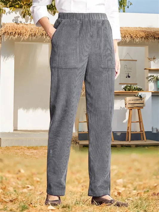 CD | Pantaloni din catifea de culoare uni pentru femei