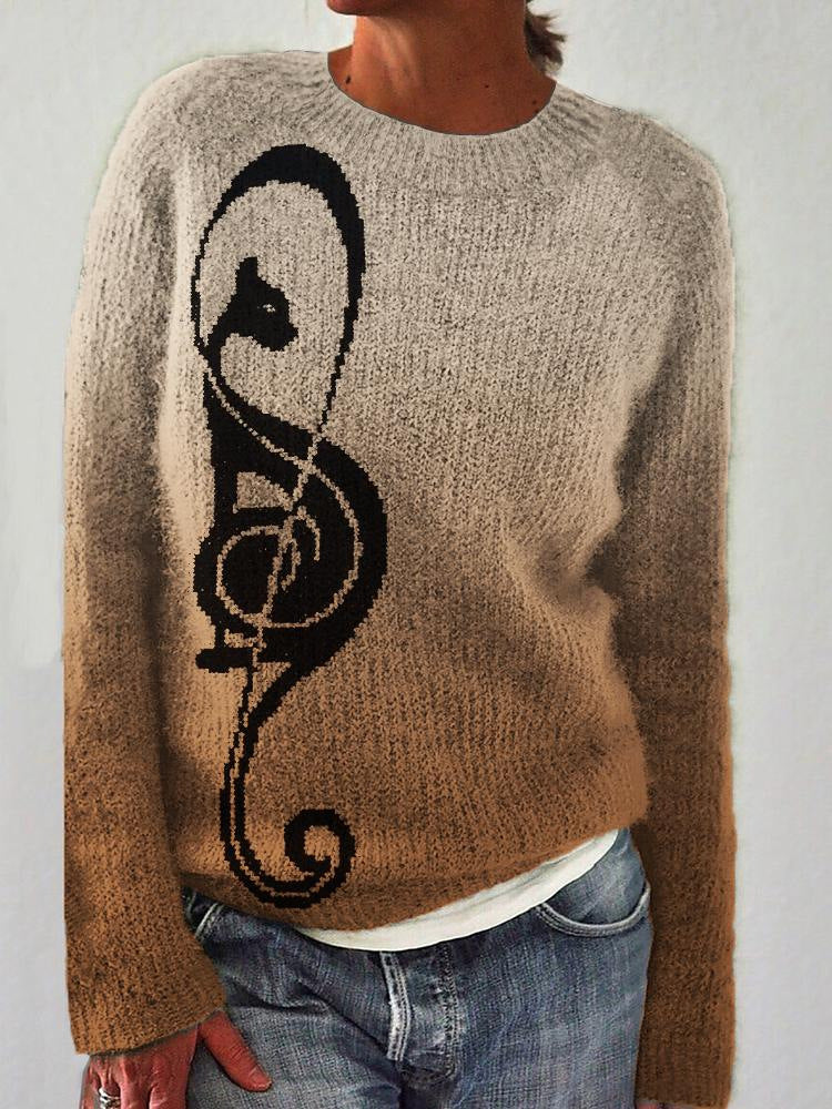 CD | Pulover confortabil și șic cu design de note