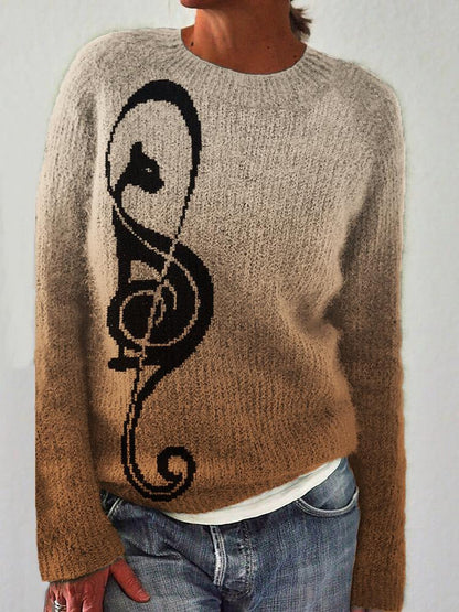 CD | Pulover confortabil și șic cu design de note