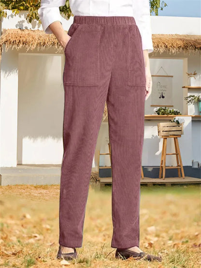 CD | Pantaloni din catifea de culoare uni pentru femei