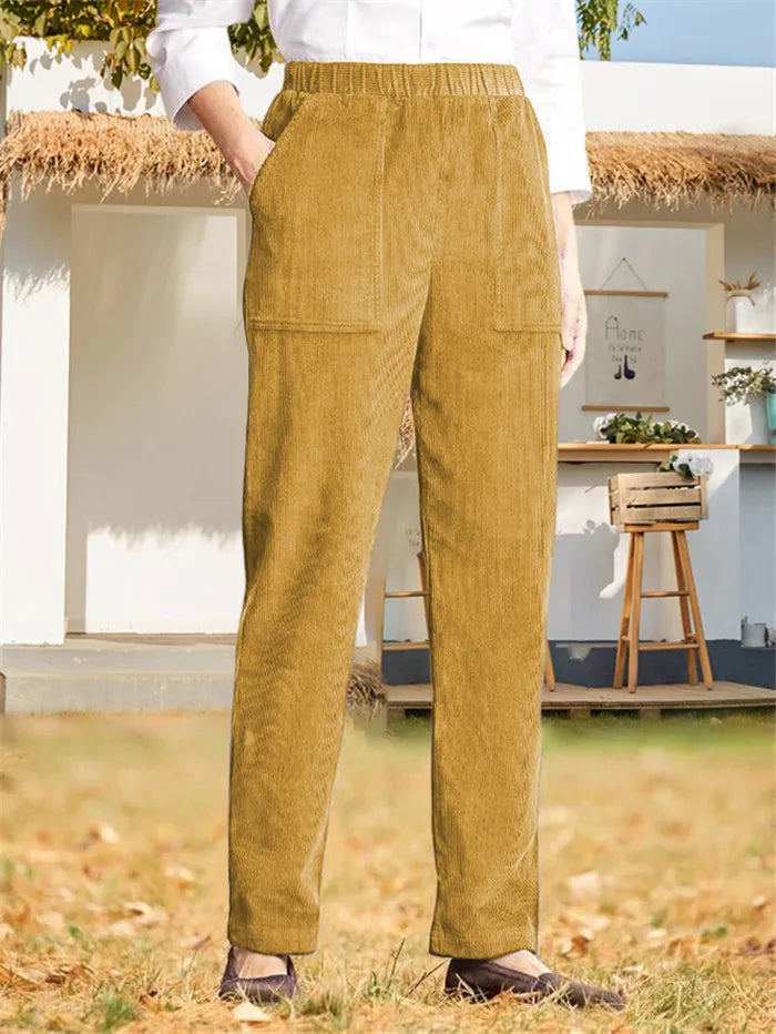 CD | Pantaloni din catifea de culoare uni pentru femei