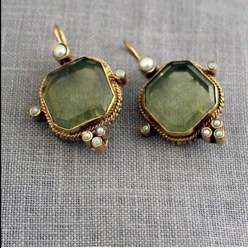 Elegant Blue Floral Gemstone Earrings