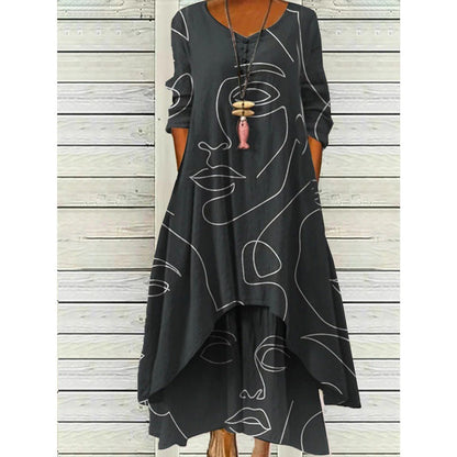 CD | Rochie maxi cu mânecă lungă - decolteu cu nasturi