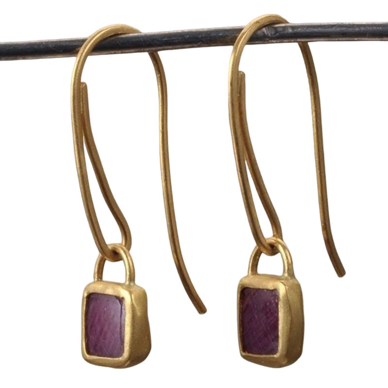 Elegant Purple Gem Drop Earrings