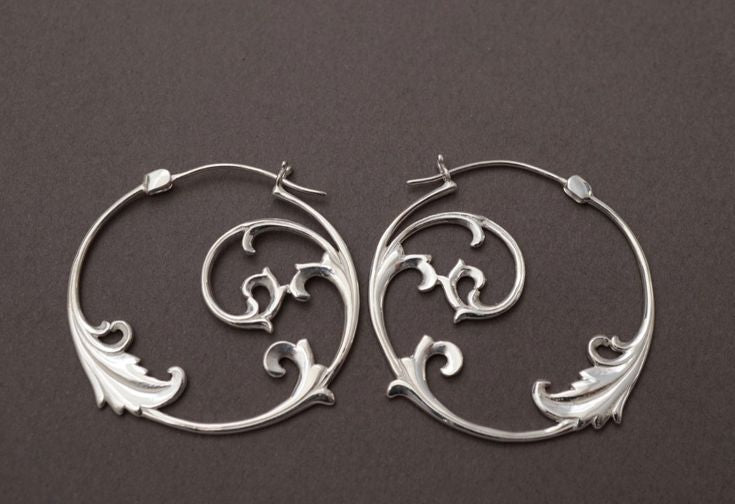 Vintage Gothic Ornament Statement Hoop Earrings