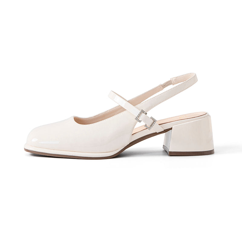 CD | Ladies Faux Leather Buckle Block Heels