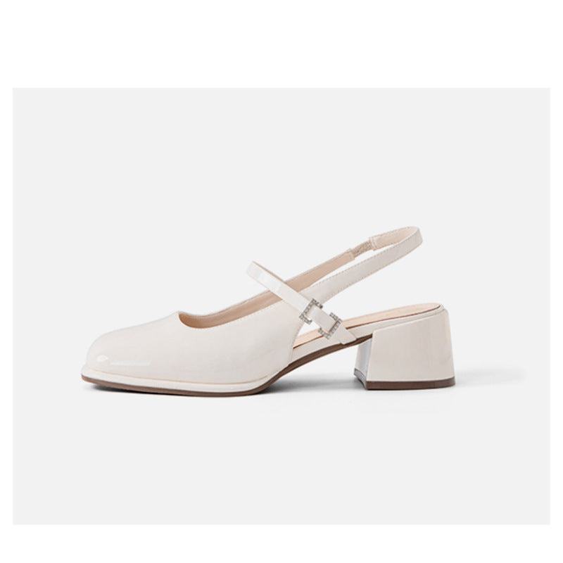 CD | Ladies Faux Leather Buckle Block Heels