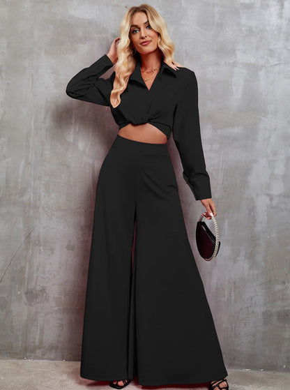 CD | Set chic cu mâneci lungi și pantaloni largi pentru femei