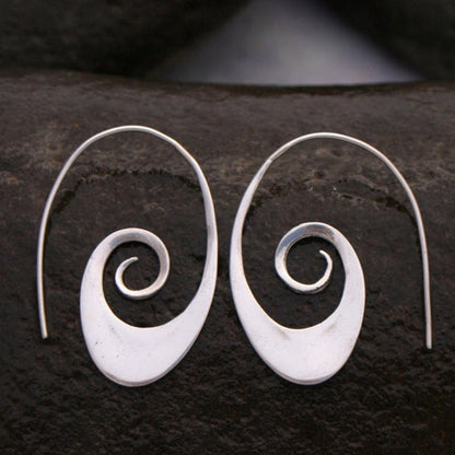 Elegant Swirlstream Silver Drops Earrings