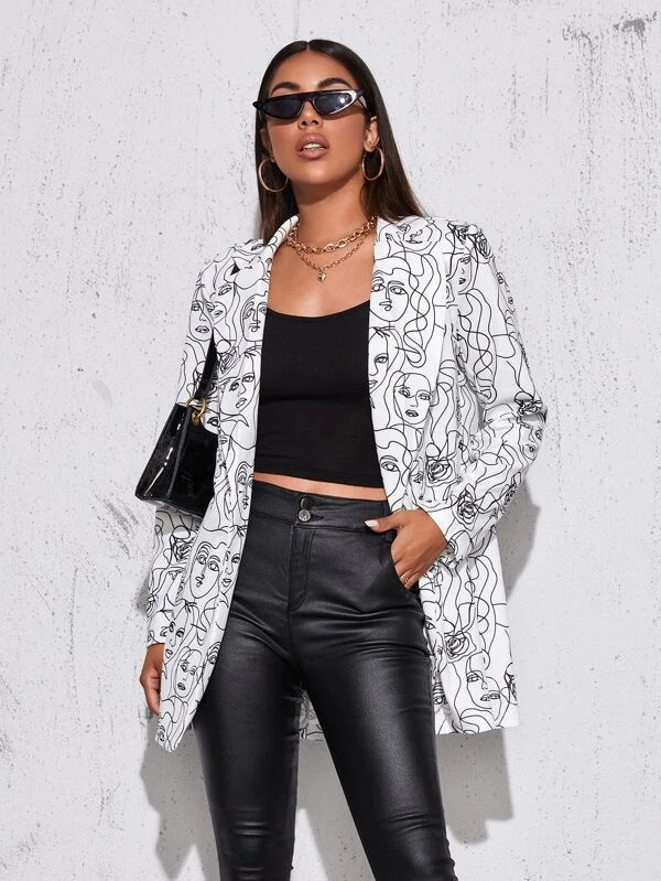 CD | Blazer cu imprimeu artistic pentru femei