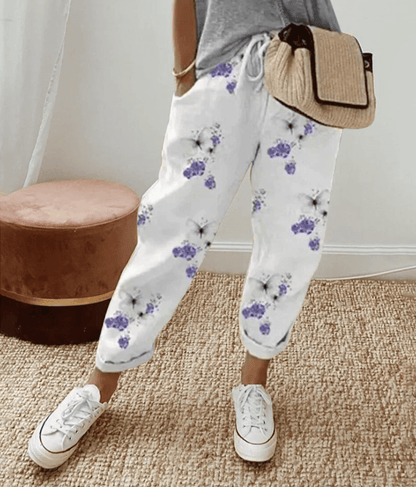 CD | Pantaloni eleganți din bumbac și in
