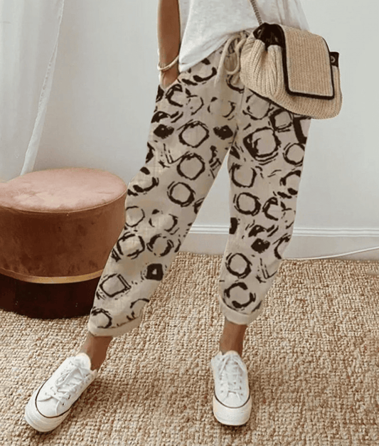 CD | Pantaloni eleganți din bumbac și in
