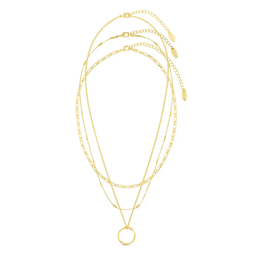 Open Circle Three Row Necklace