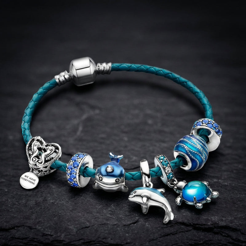 Oceano Bracelet + Charms Included In Leather And Silver