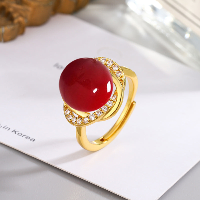 Opulent Red Pearl Ring