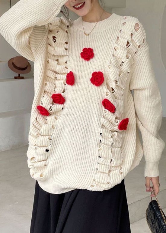 Organic Apricot Hollow Out Knit Sweaters Winter